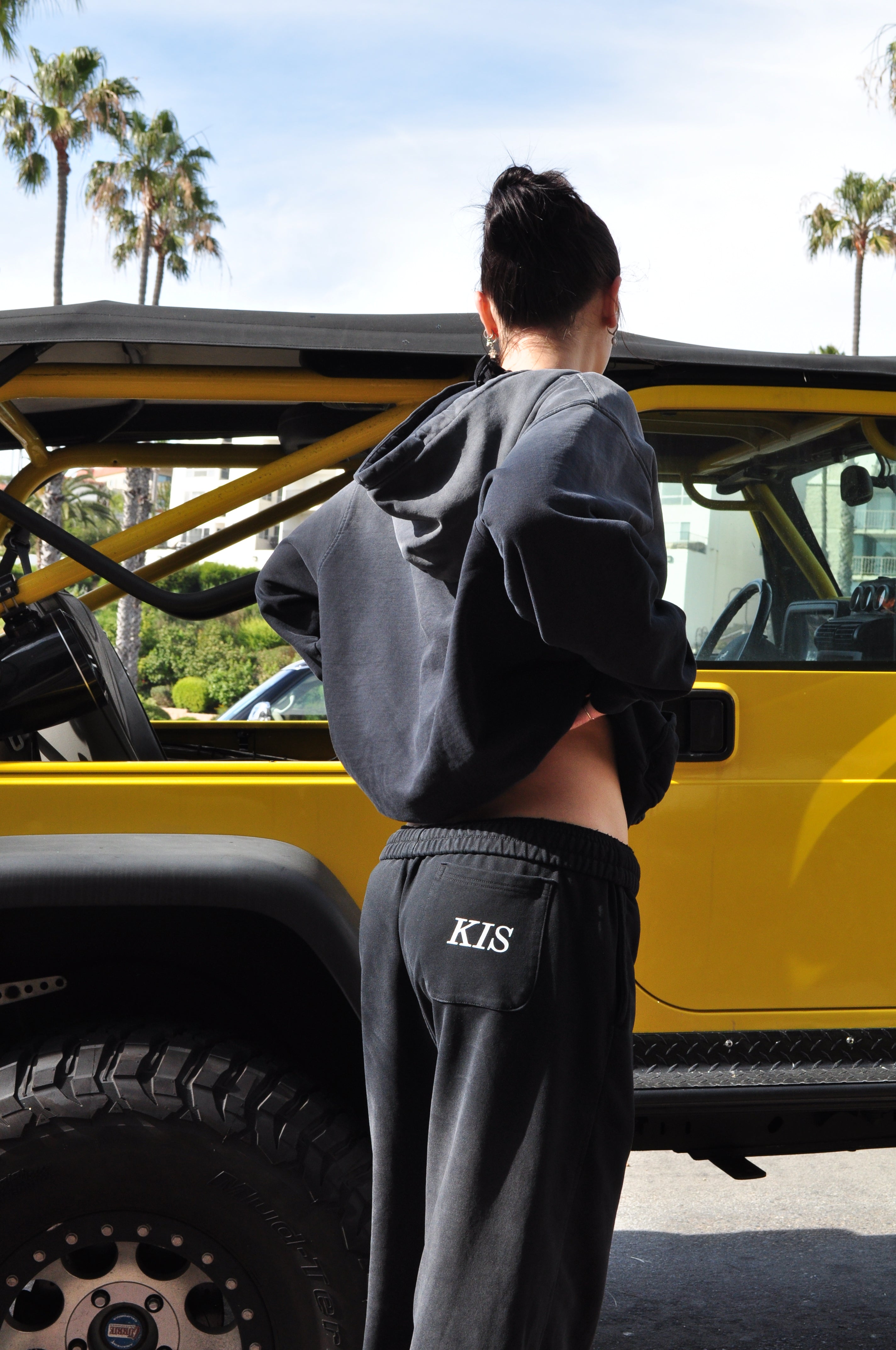 KIS Sunfaded Oversized Hoodie in Black