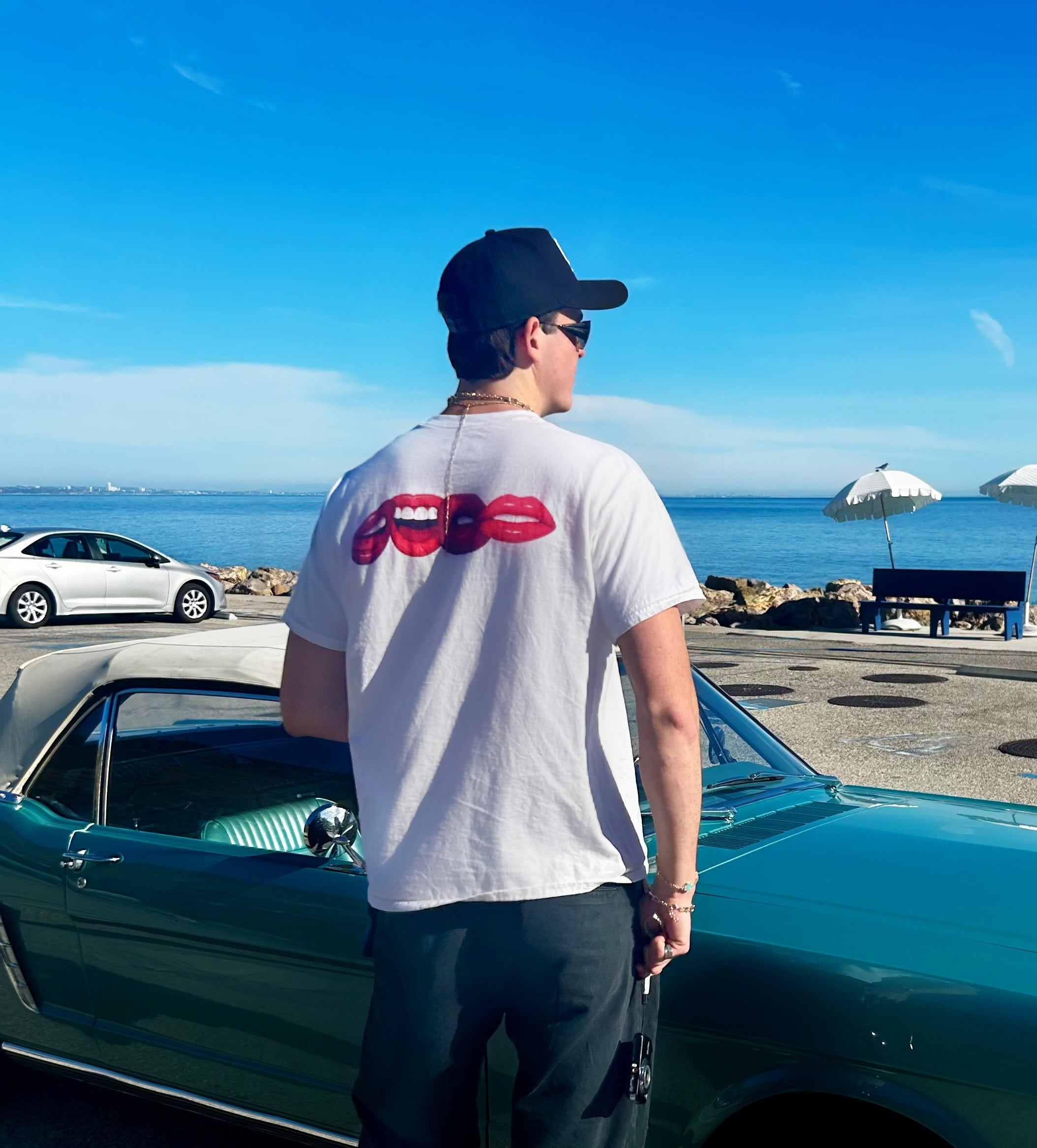 Red Lips Graphic Tee in White